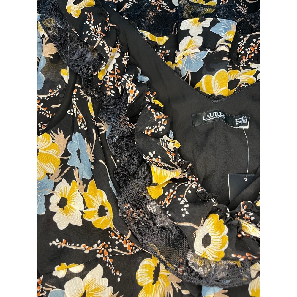 Lauren Ralph Lauren Floral Maxi Dress Black Lace Trim Size‎ 18W Formal Dress NWT - Picture 10 of 12